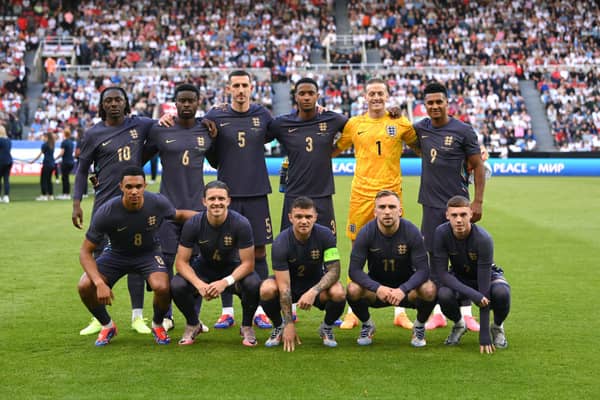  The England team led by captain Kieran Trippier (front row centre) pose for a team picture ahead of match against Bosnia & Herzegovina at St James' Park. (Photo by Stu Forster/Getty Images)