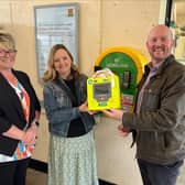 Anna Money of the Wellfield Defibrillator Group with Nexus Health and Satety Manager Edd Scott and Nexus Stakeholder Relations Officer Claire Tulley