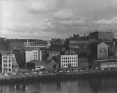 A 1971 view of the Quayside as seen from Gateshead looking towards Broad Chare. The Newcastle Warehousing Company is pictured on the right of the photograph.