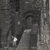 A 1962 photograph of the entrance to the Castle Keep.