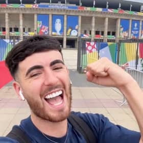 Callum Ryan, 23, who flew to a Euros fan zone in Germany and says it cost him just 74p more than going to one in the UK.  