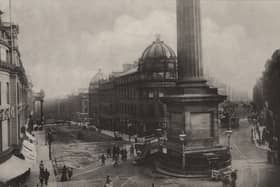 Looking down Grey Street from Greys Monument in 1900.