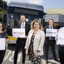 From left: Cathy Massarella, Managing Director at Nexus, Ben Maxfield, NEBus Chair and Business Director at Go North East, North East Mayor Kim McGuinness, David Parker, Commercial Director at Stagecoach North East and Stephen Humphrey, Site Manager for Ashington and Blyth Depots, Arriva.