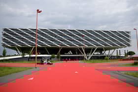 The headquarters of Germany's sports equipment maker Adidas is pictured in Herzogenaurach. (Photo by TOBIAS SCHWARZ/AFP via Getty Images)