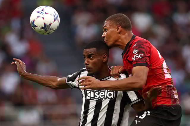 AC Milan defender Malick Thiaw in action against Newcastle United in the Champions League.