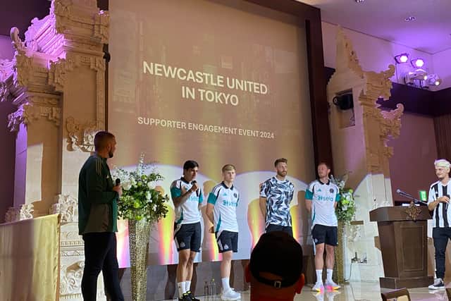 Newcastle United midfielder Sandro Tonali appeared at an international fan event in Tokyo.