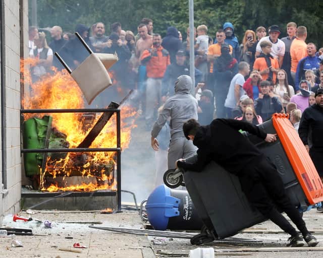 Trouble flares up outside of The Holiday Inn, Rotherham, South Yorks, where asylum seekers and immigrants are housed.