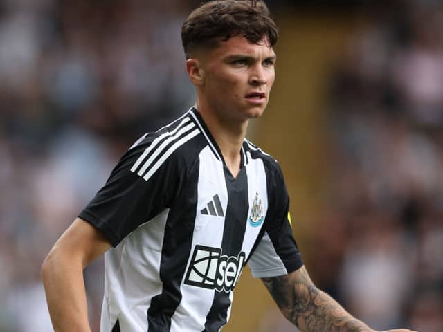 Jamie Miley of Newcastle United during the Pre-Season Friendly between Hull City and NewcastleUnited at MKM Stadium on July 27, 2024 in Hull, England. (Photo by Nigel Roddis/Getty Images)
