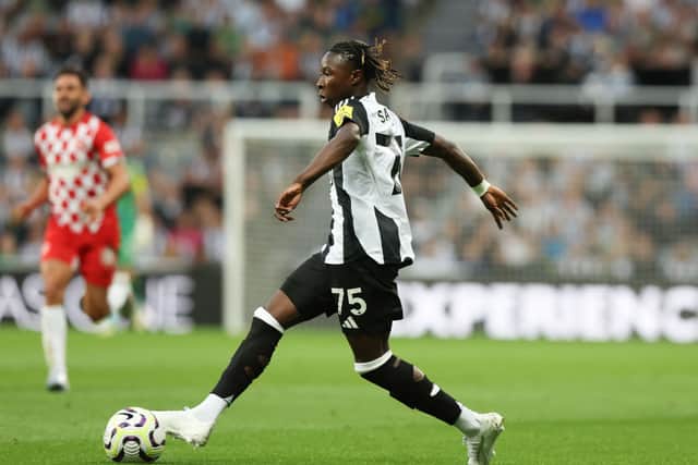 Newcastle United teenager winger Trevan Sanusi.  (Photo by Nigel Roddis/Getty Images)