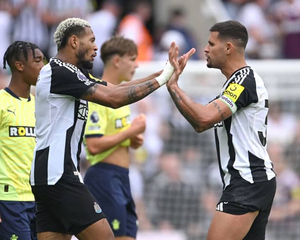 Newcastle United's Brazilian duo Joelinton and Bruno Guimaraes