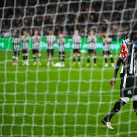 Garang Kuol of Newcastle United FC scores a goal in the penalty shoot out during the exhibition match against Tottenham Hotspur. (Photo by Vince Caligiuri/Getty Images)