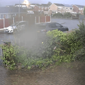 The moment lightning strikes the roof of a pensioner's house in Stoke-on-Trent.
