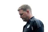 Newcastle United Manager Eddie Howe looks on during the Premier League match between Fulham FC and Newcastle United FC at Craven Cottage on September 21, 2024 in London, England. (Photo by Alex Davidson/Getty Images)