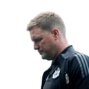Newcastle United Manager Eddie Howe looks on during the Premier League match between Fulham FC and Newcastle United FC at Craven Cottage on September 21, 2024 in London, England. (Photo by Alex Davidson/Getty Images)