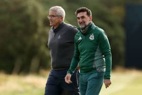 Jay Monahan, Commissioner of the PGA Tour and Yasir Al-Rumayyan, Governor of Saudi Arabia's Public Investment Fund and Newcastle United chairman. (Photo by Richard Heathcote/Getty Images)