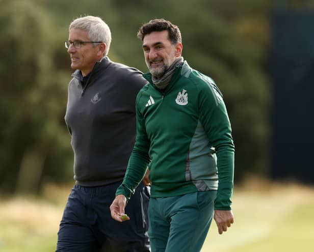 Jay Monahan, Commissioner of the PGA Tour and Yasir Al-Rumayyan, Governor of Saudi Arabia's Public Investment Fund and Newcastle United chairman. (Photo by Richard Heathcote/Getty Images)