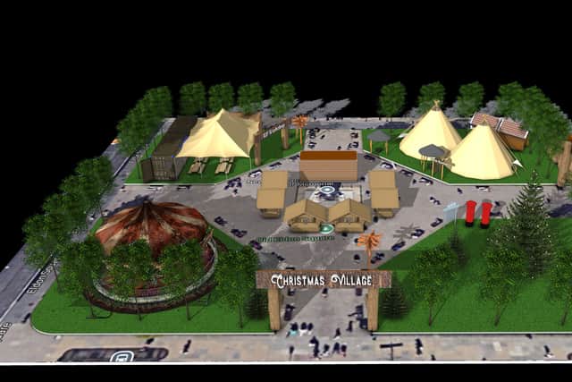 An impression of the Christmas Village, at Old Eldon Square.