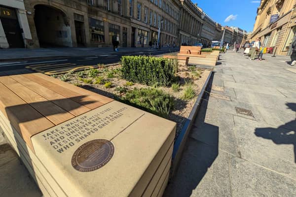 New greenery and benches celebrate the street's past