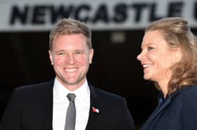 Eddie Howe (left) and former Newcastle United co-owner Amanda Staveley