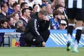 Eddie Howe, Manager of Newcastle United, reacts during the Premier League match between Chelsea FC and Newcastle United FC at Stamford Bridge on October 27, 2024 in London, England. (Photo by Ryan Pierse/Getty Images)