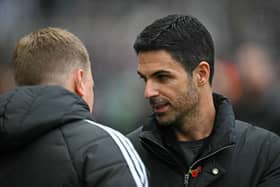 Arsenal's Spanish manager Mikel Arteta arrives ahead of kick-off in the English Premier League football match between Newcastle United and Arsenal at St James' Park. (Photo by Paul ELLIS / AFP) /