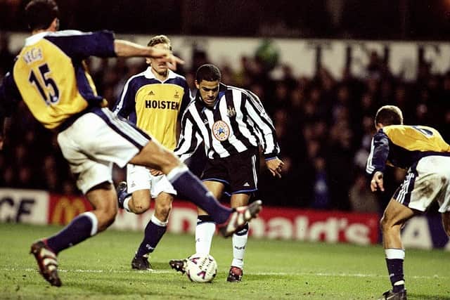 Kieron Dyer of Newcastle in action during the FA Cup 3rd Round Replay against Tottenham Hotspur played at at St James Park in Newcastle, England. Newcastle won the game 6-1. \ (Photo credit: Mike Hewitt /Allsport)