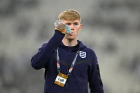 Lewis Hall of England inspects the pitch prior to the UEFA Nations League 2024/25 League B Group B2 match between Greece and England at Athens Olympic Stadium on November 14, 2024 in Athens, Greece. (Photo by Justin Setterfield/Getty Images)