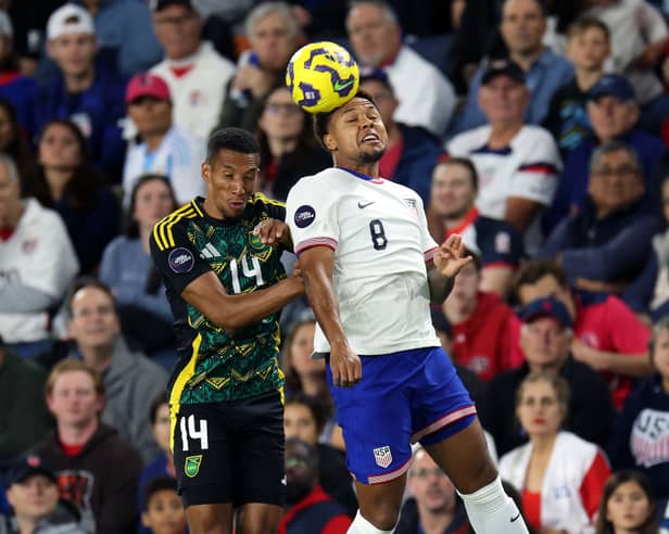 Newcastle United midfielder Isaac Hayden in action for Jamaica against USA