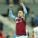 Jarrod Bowen of West Ham United celebrates victory following the Premier League match between Newcastle United FC and West Ham United FC at St James' Park. (Photo by Carl Recine/Getty Images)
