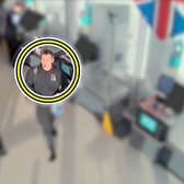 Police Constable Christopher Spence, leaving Lidl, in Bideford.