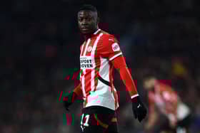 Johan Bakayoko of PSV during the UEFA Champions League 2024/25 League Phase MD5 match between PSV Eindhoven and FC Shakhtar Donetsk at PSV Stadion on November 27, 2024 in Eindhoven, Netherlands. (Photo by Dean Mouhtaropoulos/Getty Images)