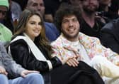 Actress and singer Selena Gomez with music producer Benny Blanco at an Los Angeles Lakers NBA basketball game in January 2024 