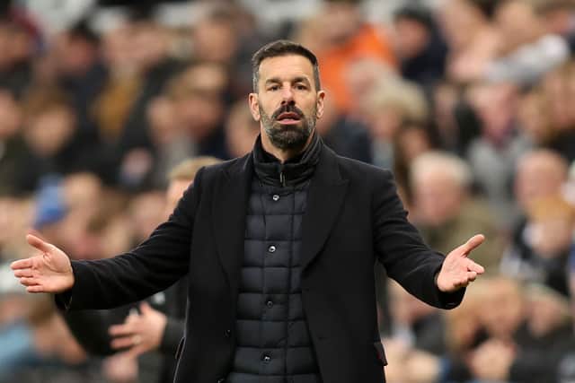Ruud van Nistelrooy, Manager of Leicester City, reacts during the Premier League match between Newcastle United FC and Leicester City FC at St James' Park.  (Photo by George Wood/Getty Images)