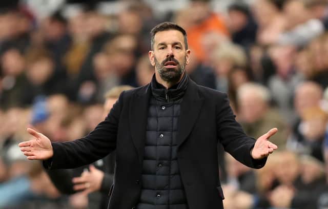 Ruud van Nistelrooy, Manager of Leicester City, reacts during the Premier League match between Newcastle United FC and Leicester City FC at St James' Park. (Photo by George Wood/Getty Images)