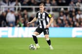 Emil Krafth of Newcastle United on the ball during the Carabao Cup Fourth Round match between Newcastle United and Chelsea at St James' Park on October 30, 2024 in Newcastle upon Tyne, England. (Photo by George Wood/Getty Images)