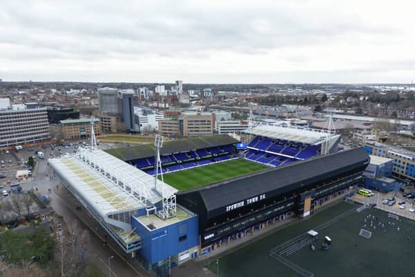 An aerial view of the stadium before the Premier League match between Ipswich Town FC and Newcastle United FC at Portman Road on December 21, 2024 in Ipswich, England. (Photo by Michael Regan/Getty Images)