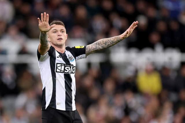 Kieran Trippier of Newcastle United during the Carabao Cup Quarter Final match between Newcastle United and Brentford at St James' Park on December 18, 2024 in Newcastle upon Tyne, England. (Photo by Carl Recine/Getty Images)