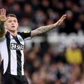 Kieran Trippier of Newcastle United  during the Carabao Cup Quarter Final match between Newcastle United and Brentford at St James' Park on December 18, 2024 in Newcastle upon Tyne, England. (Photo by Carl Recine/Getty Images)