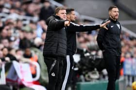 Eddie Howe, Manager of Newcastle United, reacts during the Premier League match between Newcastle United FC and Aston Villa FC at St James' Park on December 26, 2024 in Newcastle upon Tyne, England. (Photo by Stu Forster/Getty Images)