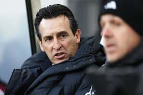Unai Emery, Manager of Aston Villa, looks on prior to the Premier League match between Newcastle United FC and Aston Villa FC at St James' Park on December 26, 2024 in Newcastle upon Tyne, England. (Photo by Ian MacNicol/Getty Images)