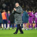 Ange Postecoglou, Manager of Tottenham Hotspur, applauds the fans after the draw in the Premier League match between Tottenham Hotspur and Wolverhampton Wanderers. (Photo by Shaun Botterill/Getty Images)