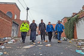 Sergeant Le-Anne Beard of Northumbria Police, Coun Irim Ali, Newcastle City Council Environmental Protection Manager Roy Harris, and Community Safety Support
