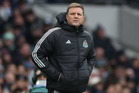 Newcastle United's English head coach Eddie Howe looks on during the English Premier League football match between Tottenham Hotspur and Newcastle United at the Tottenham Hotspur Stadium. (Photo by ADRIAN DENNIS/AFP via Getty Images)