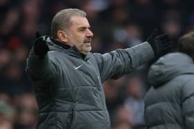 Tottenham Hotspur head coach Ange Postecoglou gestures on the touchline during the English Premier League football match between Tottenham Hotspur and Newcastle United at the Tottenham Hotspur Stadium in London, on January 4, 2025. (Photo by Adrian Dennis / AFP) 