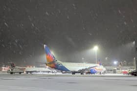 Heavy snow causes disruptions at Newcastle Airport