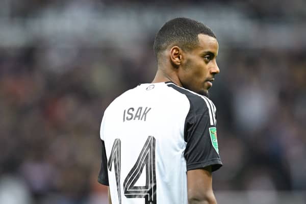 Alexander Isak of Newcastle in action during the Carabao Cup Quarter Final match between Newcastle United and Brentford at St James' Park on December 18, 2024 in Newcastle upon Tyne, England.