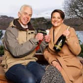 Hannah and Rupert Drury at the £4 million property in the Lake District at Coniston Water. P