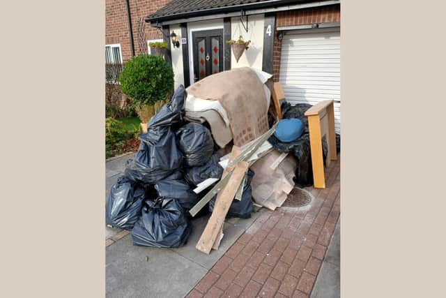 The aftermath of a flood at Alan Coleman and Terry Thoburn's house in Brownlow Close, High Heaton, Newcastle