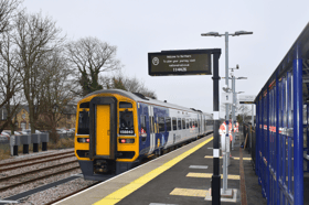 A Northumberland Line service arriving at Ashington.