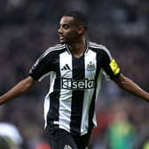 Alexander Isak of Newcastle United celebrates scoring his team's first goal during the Premier League match between Newcastle United FC and Wolverhampton Wanderers FC at St James' Park on January 15, 2025 in Newcastle upon Tyne, England. (Photo by Naomi Baker/Getty Images)